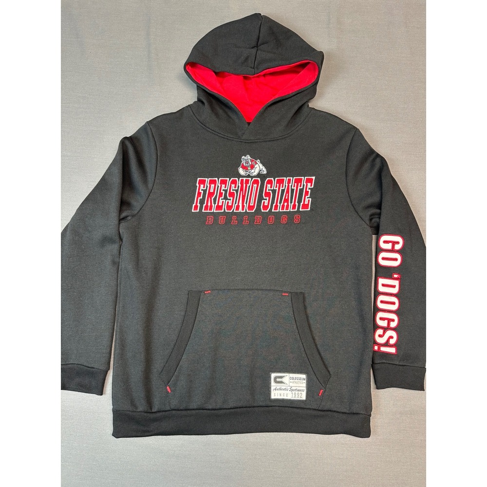 Fresno State Bulldogs Hoodie Youth XL 20 Black Red Go Dogs Colosseum Pullover